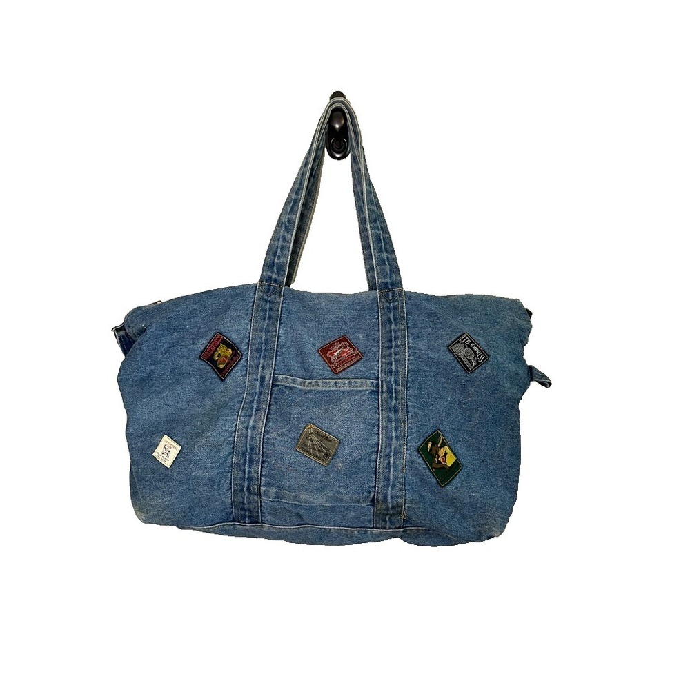 Vintage Patchwork Travel Denim Shoulder Bag 25" Boho Indie Hobo